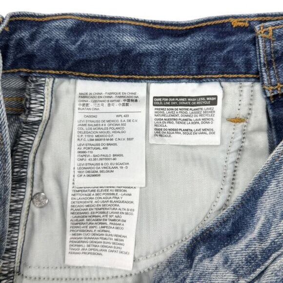 LEVI'S Distressed Cut-Off Denim Mini Skirt Sz 25 Blue Yellow Wash - Picture 3 of 6